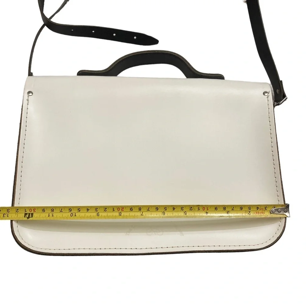 The Cambridge Satchel Company The Batchel white black leather messenger bag